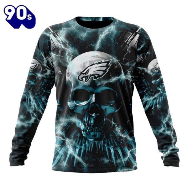 Custom Name And Number NFL Philadelphia Eagles Expendables Skull Halloween 3D Sweatshirt