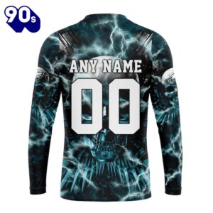 Custom Name And Number NFL Philadelphia Eagles Expendables Skull Halloween 3D Sweatshirt