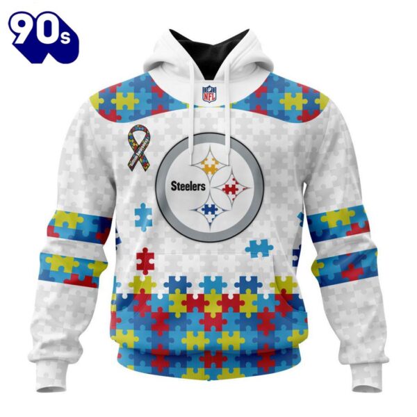 Custom Name And Number NFL Pittsburgh Steelers Special Autism Awareness Hoodie