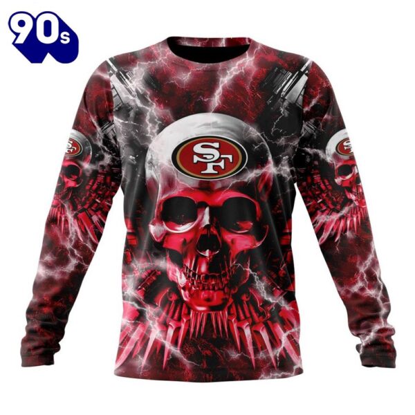 Custom Name And Number NFL San Francisco 49ers Expendables Skull Halloween 3D Sweatshirt