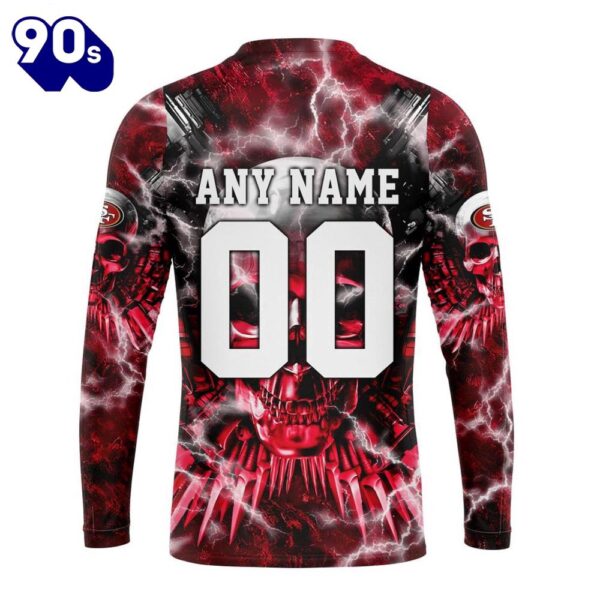 Custom Name And Number NFL San Francisco 49ers Expendables Skull Halloween 3D Sweatshirt