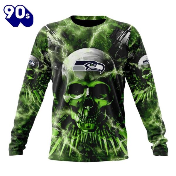 Custom Name And Number NFL Seattle Seahawks Expendables Skull Halloween 3D Sweatshirt