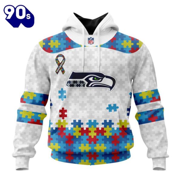 Custom Name And Number NFL Seattle Seahawks Special Autism Awareness Hoodie