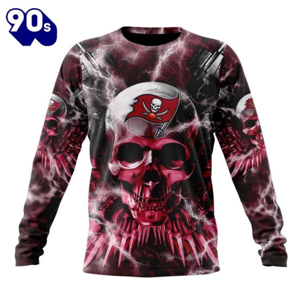 Custom Name And Number NFL Tampa Bay Buccaneers Expendables Skull Halloween 3D Sweatshirt