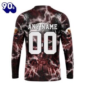 Custom Name And Number NFL Washington Commanders Expendables Skull Halloween 3D Sweatshirt