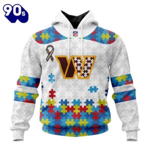 Custom Name And Number NFL Washington Commanders Special Autism Awareness Hoodie