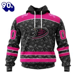 Custom Name And Number NHL Anaheim Ducks Special Pink In The Rink Fight Breast Cancer Hoodie Shirt