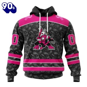 Custom Name And Number NHL Arizona Coyotes Special Pink In The Rink Fight Breast Cancer Hoodie Shirt