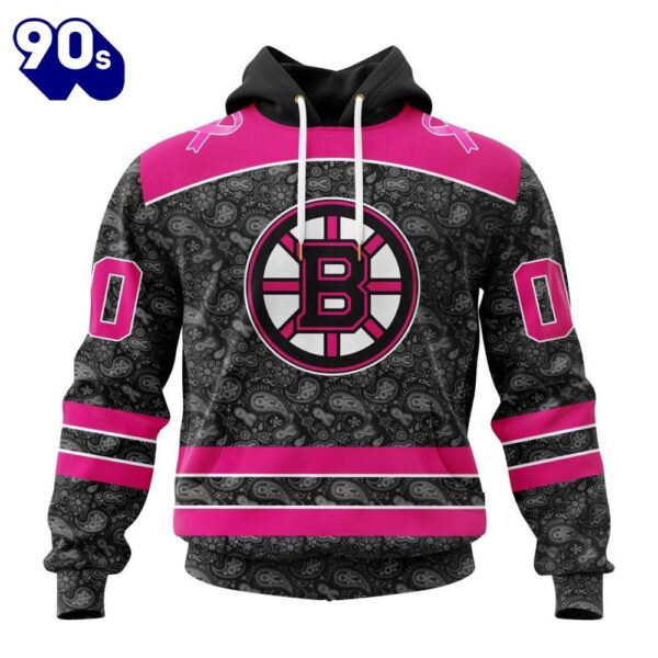 Custom Name And Number NHL Boston Bruins Special Pink In The Rink Fight Breast Cancer Hoodie Shirt