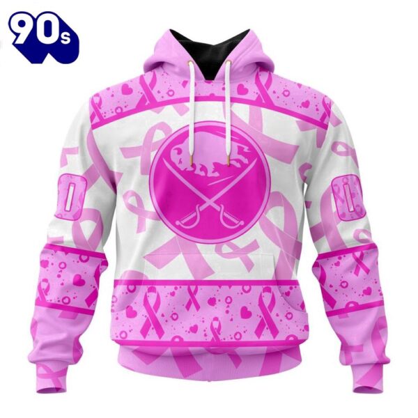 Custom Name And Number NHL Buffalo Sabres Pink October Breast Cancer Awareness 3D Hoodie