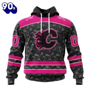 Custom Name And Number NHL Calgary Flames Special Pink In The Rink Fight Breast Cancer Hoodie Shirt