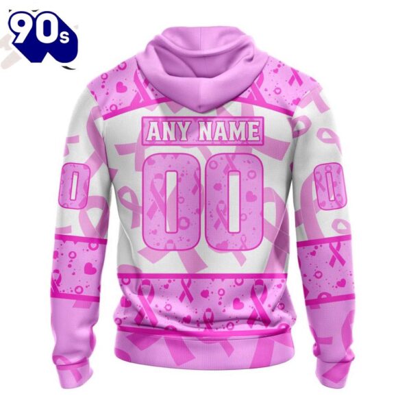 Custom Name And Number NHL Carolina Hurricanes Pink October Breast Cancer Awareness 3D Hoodie