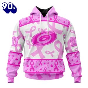 Custom Name And Number NHL Carolina Hurricanes Pink October Breast Cancer Awareness 3D Hoodie