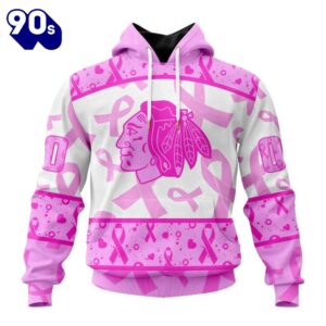 Custom Name And Number NHL Chicago Blackhawks Pink October Breast Cancer Awareness 3D Hoodie