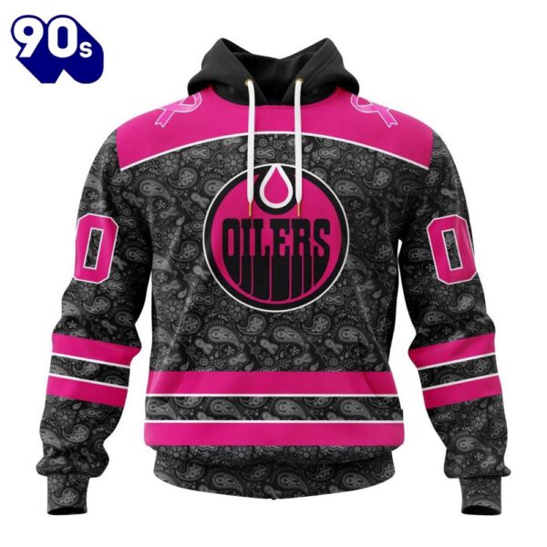 Custom Name And Number NHL Edmonton Oilers Special Pink In The Rink Fight Breast Cancer Hoodie Shirt