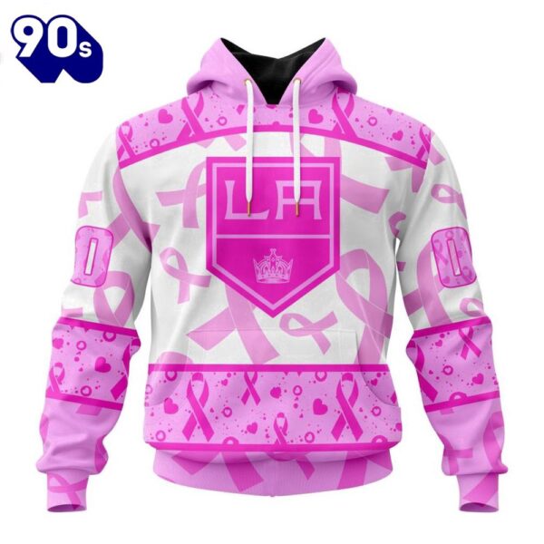 Custom Name And Number NHL Los Angeles Kings Pink October Breast Cancer Awareness 3D Hoodie