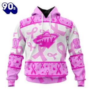 Custom Name And Number NHL Minnesota Wild Pink October Breast Cancer Awareness 3D Hoodie