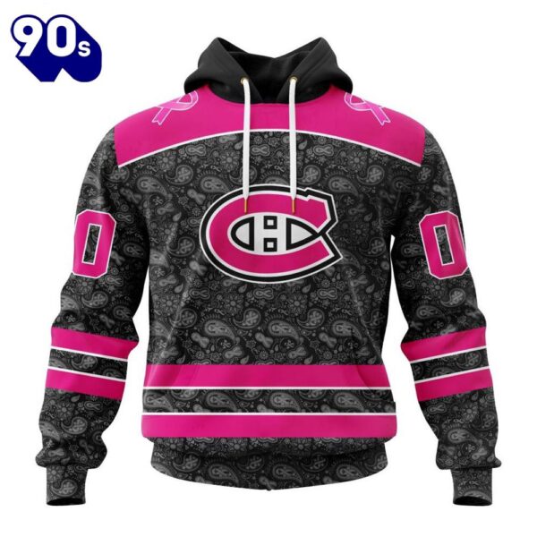 Custom Name And Number NHL Montreal Canadiens Special Pink In The Rink Fight Breast Cancer Hoodie Shirt