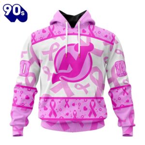 Custom Name And Number NHL New Jersey Devils Pink October Breast Cancer Awareness 3D Hoodie