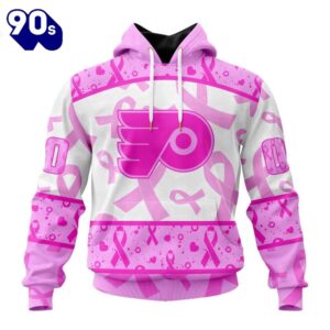 Custom Name And Number NHL Philadelphia Flyers Pink October Breast Cancer Awareness 3D Hoodie