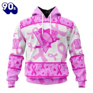 Custom Name And Number NHL Pittsburgh Penguins Pink October Breast Cancer Awareness 3D Hoodie