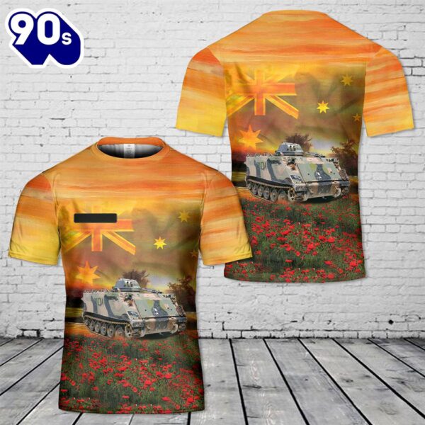 Custom Name Australian Army M113A1 Armoured Personnel Carrier ANZAC Day Red Poppy T-Shirt 3D