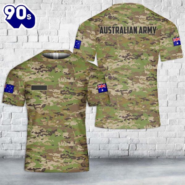 Custom Name Australian Army Multicam Camouflage Uniform (AMCU) Camo T-Shirt 3D