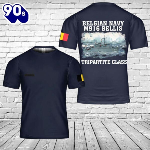 Custom Name Belgian Navy M916 Bellis 3D T-shirt