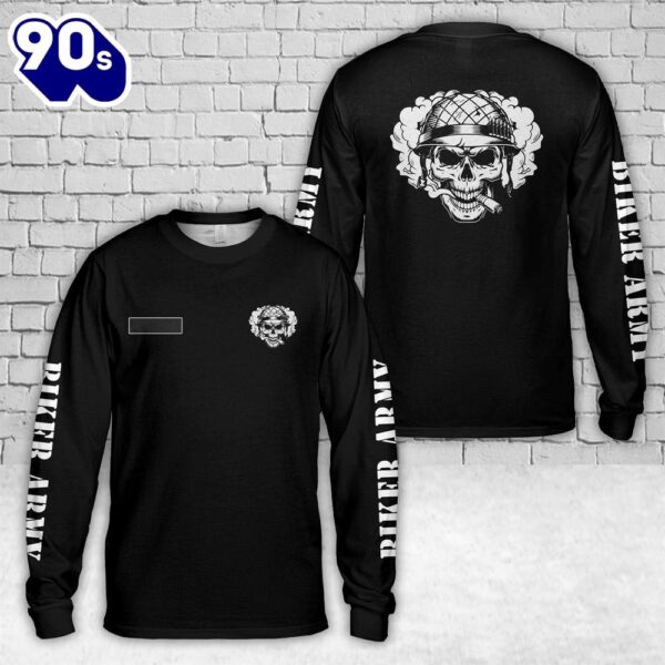 Custom Name Biker Army Long Sleeve Shirt