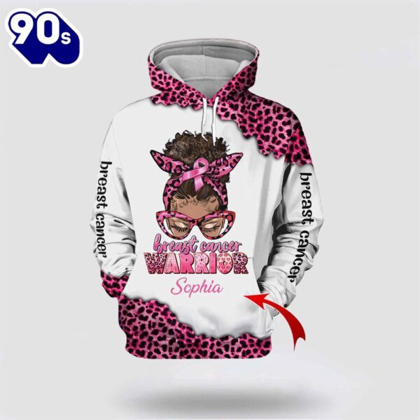 Custom Name Breast Cancer Warrior All Over Print Hoodie
