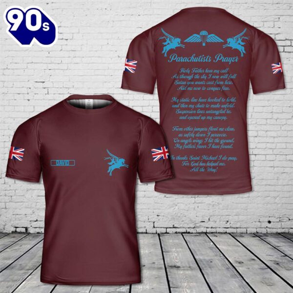 Custom Name British Army 16 Air Assault Brigade Combat Team Parachutists Prayer 3D T-Shirt