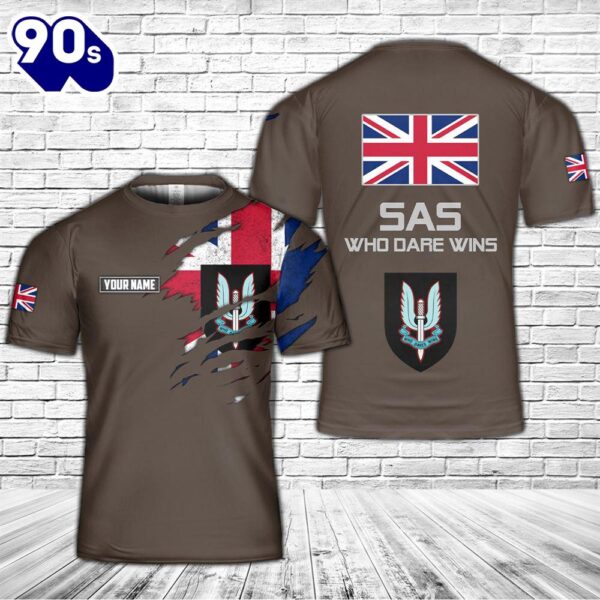 Custom Name British Army Special Air Service 3D T-Shirt