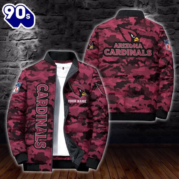 Custom Name Camo Arizona Cardinals Personalized Puffer Jacket  Veteran Puffer Jacket