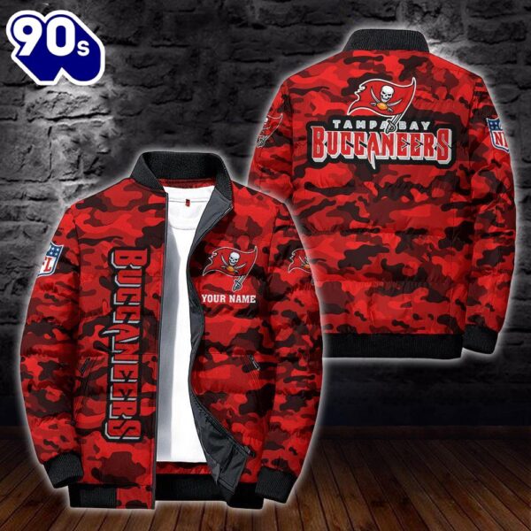 Custom Name Camo Tampa Bay Buccaneers Personalized Puffer Jacket  Veteran Puffer Jacket