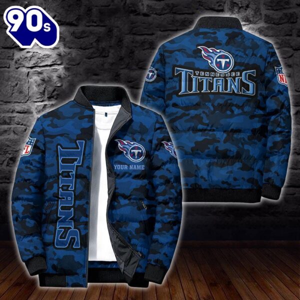 Custom Name Camo Tennessee Titans Personalized Puffer Jacket  Veteran Puffer Jacket