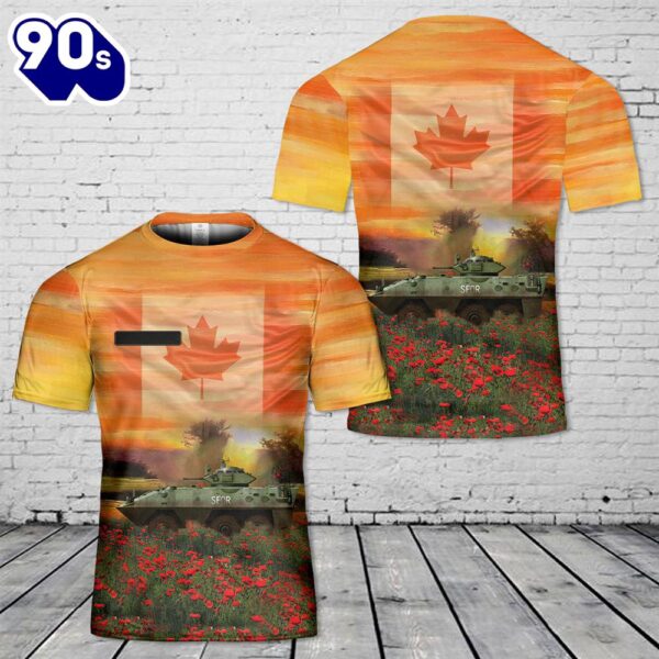 Custom Name Canadian Army AVGP Grizzly ANZAC Day Red Poppy T-Shirt 3D