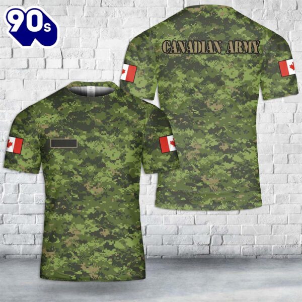 Custom Name Canadian Army Canadian Disruptive Pattern (CADPAT) Camo T-Shirt 3D