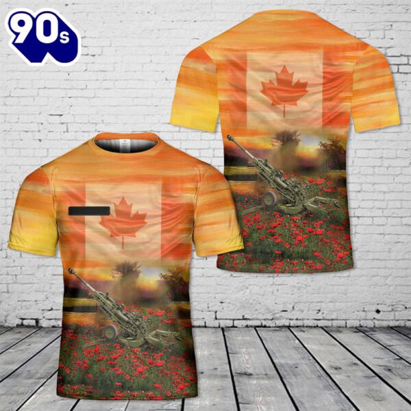 Custom Name Canadian Army M777 Lightweight 155mm Howitzer ANZAC Day Red Poppy T-Shirt 3D