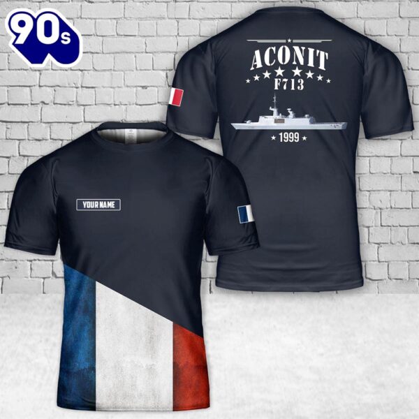 Custom Name French Navy Aconit (F 713) T-Shirt 3D