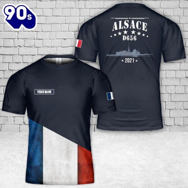 Custom Name French Navy Alsace (D656) T-Shirt 3D