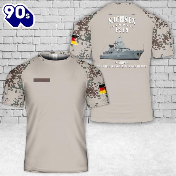 Custom Name German Navy Sachsen (F219) T-Shirt 3D