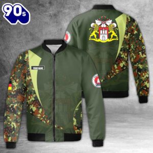 Custom Name Hamburg Germany AOP Fleece Bomber Jacket