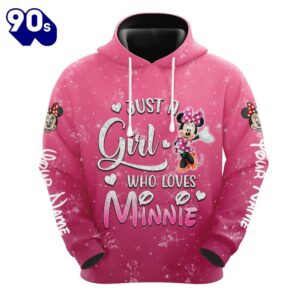 Custom Name Just A Girl Minnie Mouse Hoodie And Capris Leggings Set