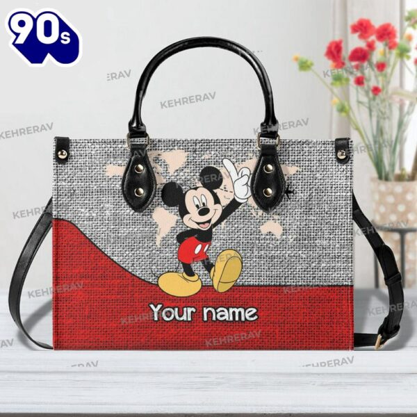 Custom Name Mickey Cute Leather Handbag