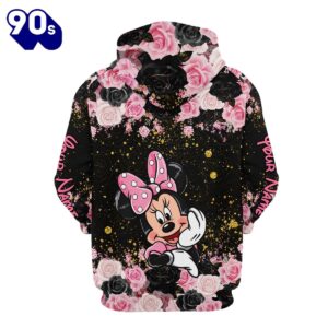 Custom Name Minnie Floral Hoodie And Leggings Set