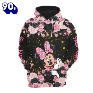 Custom Name Minnie Floral Hoodie And Leggings Set