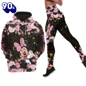 Custom Name Minnie Floral Hoodie And Leggings Set