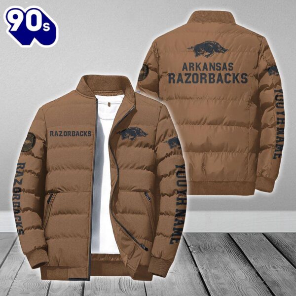 Custom Name NCAA Arkansas Razorbacks Personalized Puffer Jacket Veteran Puffer Jacket