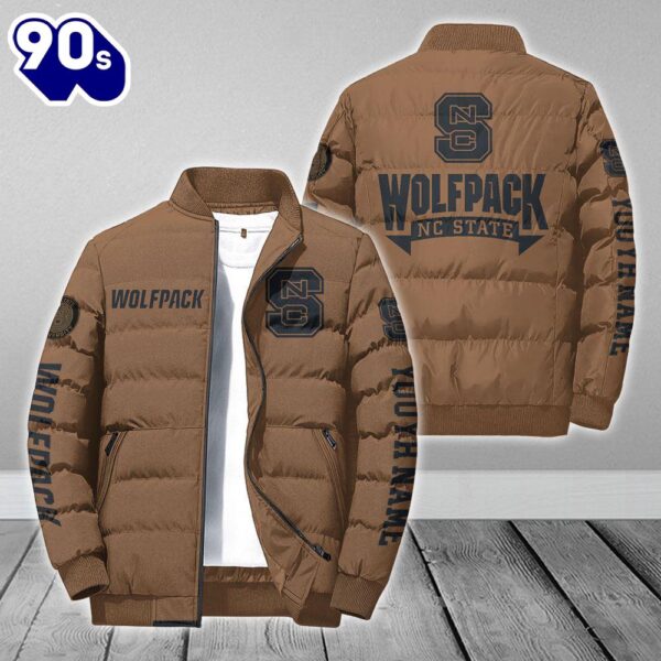 Custom Name NCAA NC State Wolfpack Personalized Puffer Jacket Veteran Puffer Jacket