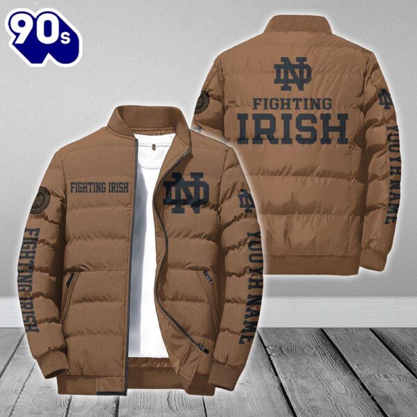 Custom Name NCAA Notre Dame Fighting Irish Personalized Puffer Jacket Veteran Puffer Jacket